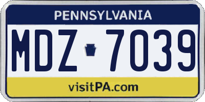 PA license plate MDZ7039