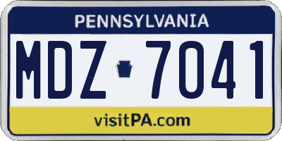 PA license plate MDZ7041