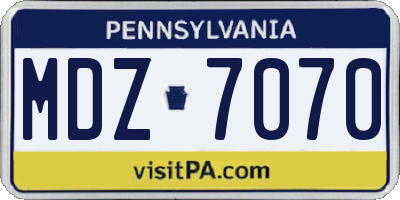 PA license plate MDZ7070