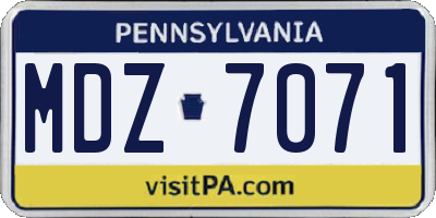 PA license plate MDZ7071