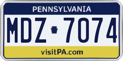 PA license plate MDZ7074