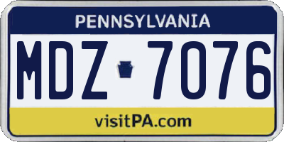 PA license plate MDZ7076