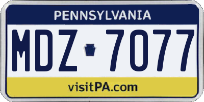PA license plate MDZ7077