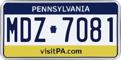 PA license plate MDZ7081