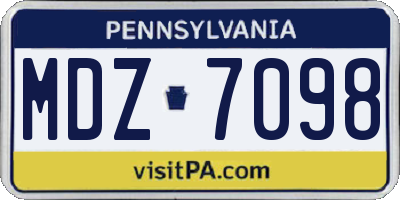PA license plate MDZ7098