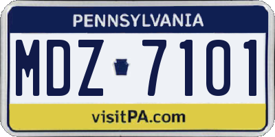PA license plate MDZ7101