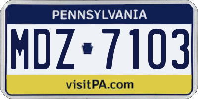 PA license plate MDZ7103