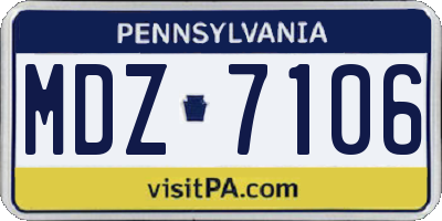 PA license plate MDZ7106
