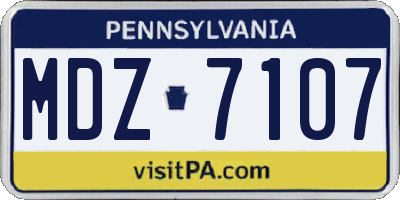 PA license plate MDZ7107