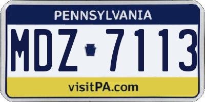 PA license plate MDZ7113