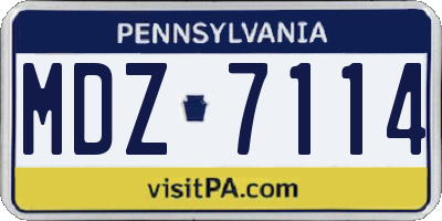 PA license plate MDZ7114
