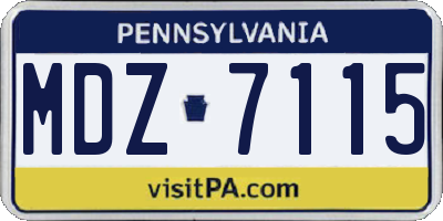 PA license plate MDZ7115