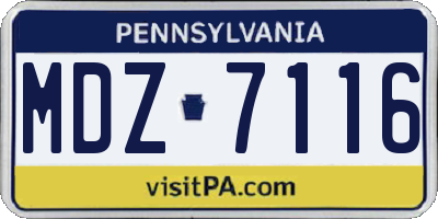 PA license plate MDZ7116