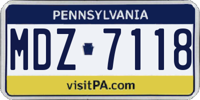 PA license plate MDZ7118
