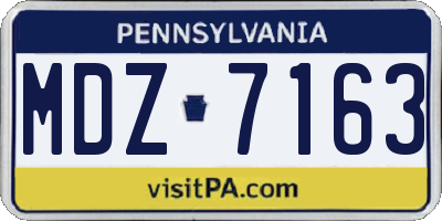 PA license plate MDZ7163