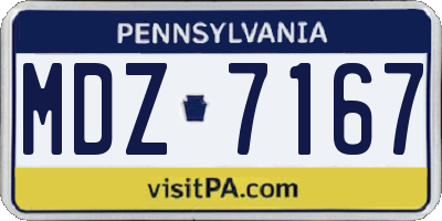 PA license plate MDZ7167
