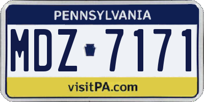 PA license plate MDZ7171
