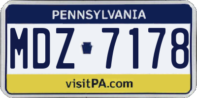 PA license plate MDZ7178