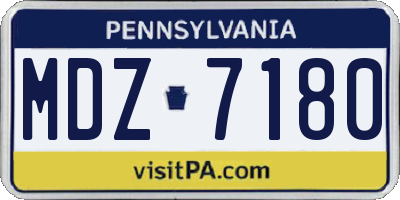 PA license plate MDZ7180