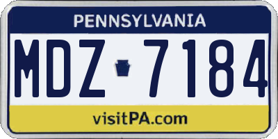 PA license plate MDZ7184
