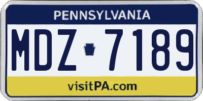 PA license plate MDZ7189