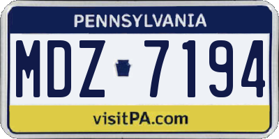 PA license plate MDZ7194