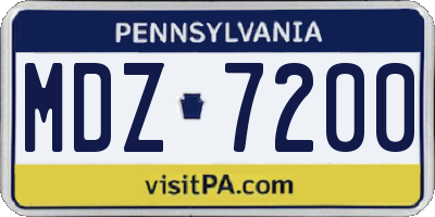 PA license plate MDZ7200