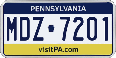 PA license plate MDZ7201