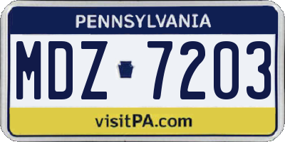 PA license plate MDZ7203