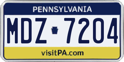 PA license plate MDZ7204