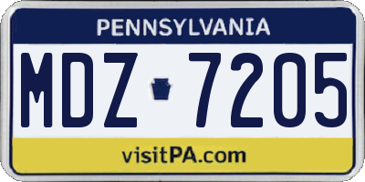 PA license plate MDZ7205