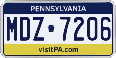 PA license plate MDZ7206