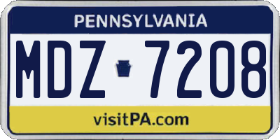 PA license plate MDZ7208