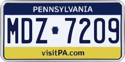 PA license plate MDZ7209