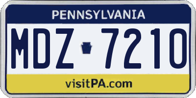 PA license plate MDZ7210