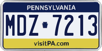 PA license plate MDZ7213
