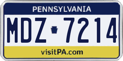 PA license plate MDZ7214