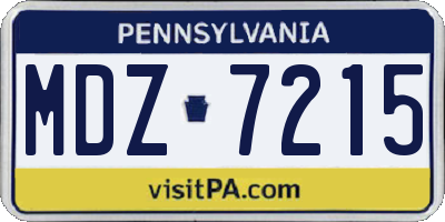 PA license plate MDZ7215