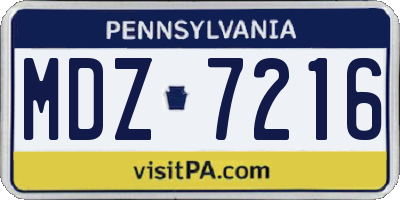 PA license plate MDZ7216