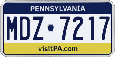 PA license plate MDZ7217