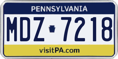 PA license plate MDZ7218
