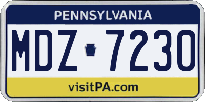 PA license plate MDZ7230
