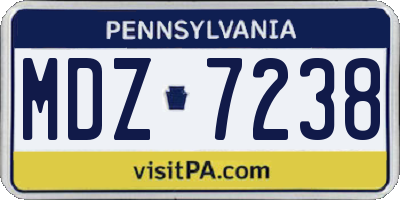 PA license plate MDZ7238
