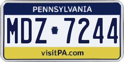 PA license plate MDZ7244