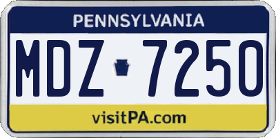 PA license plate MDZ7250