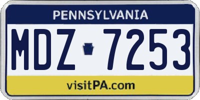 PA license plate MDZ7253