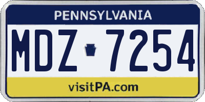 PA license plate MDZ7254