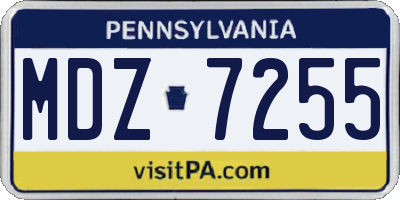 PA license plate MDZ7255
