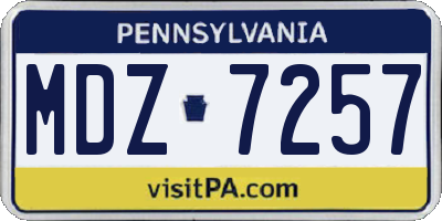 PA license plate MDZ7257