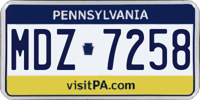 PA license plate MDZ7258